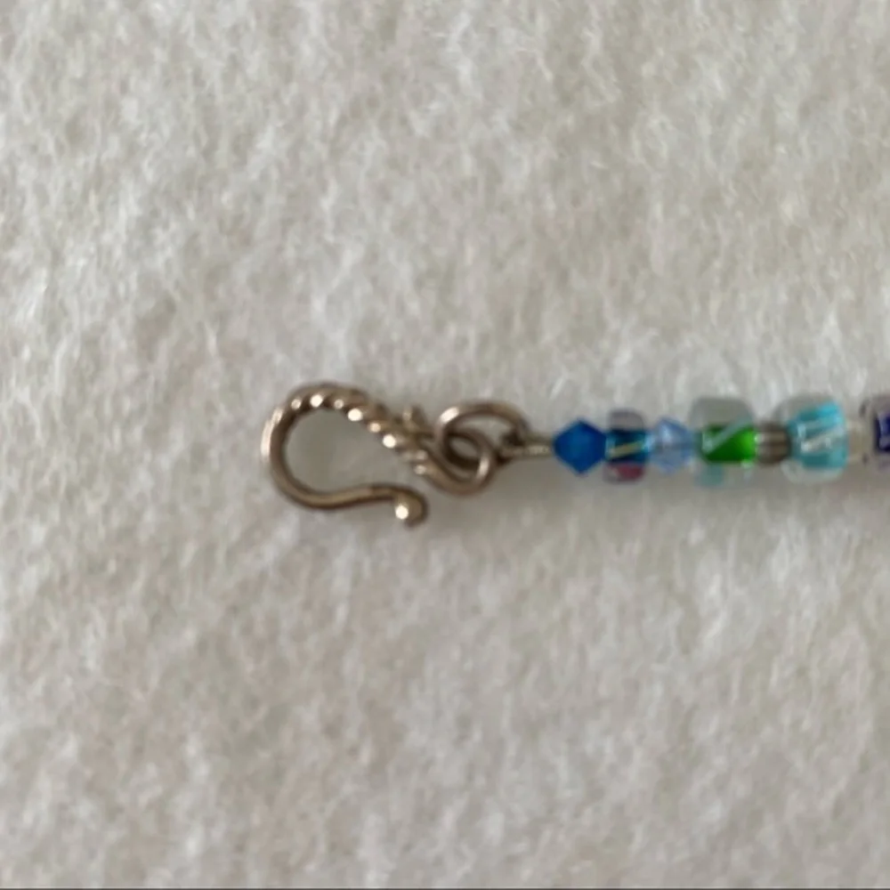 925 Sterling Silver Cerulean Turquoise Blue Green Handmade Beaded Bracelet NEW